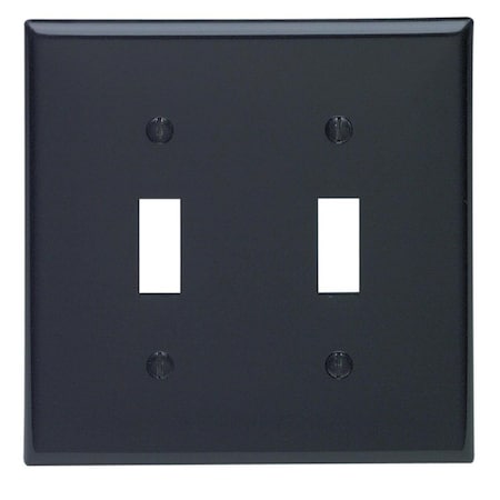 Spark 80709-00E 2-Gang Standard Toggle Switch Wall Plate Black SP1493301